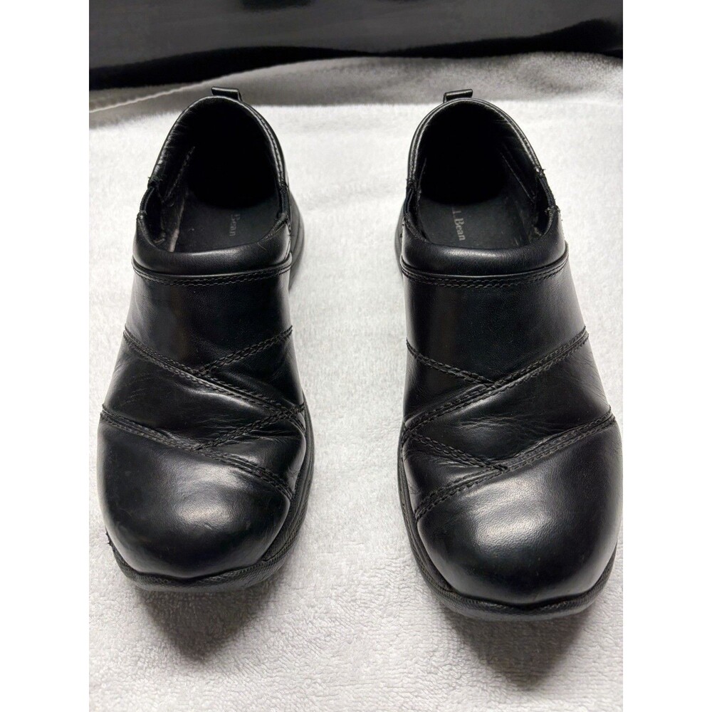 LL Bean Shoes Womens 8.5 M Black Leather Slip-on Comfort Mocs Casual Loafers